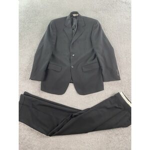 Pronto Uomo Suit 39 S Black Wool Designer Premium Luxury Jacket Pants Set 35x30